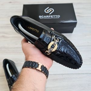 Men's Embroidered Patent Leather Loafers